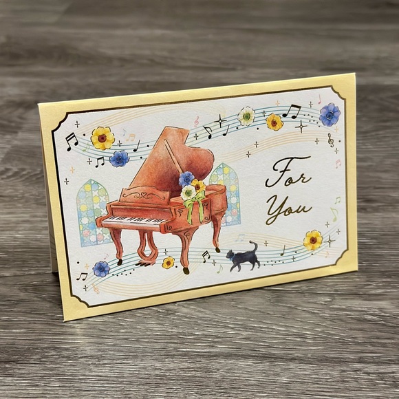 Kitten with Pop-up Antique Piano Multipurpose Card ❘ Invitation Card ❘ Gift Card - Picture 3 of 7